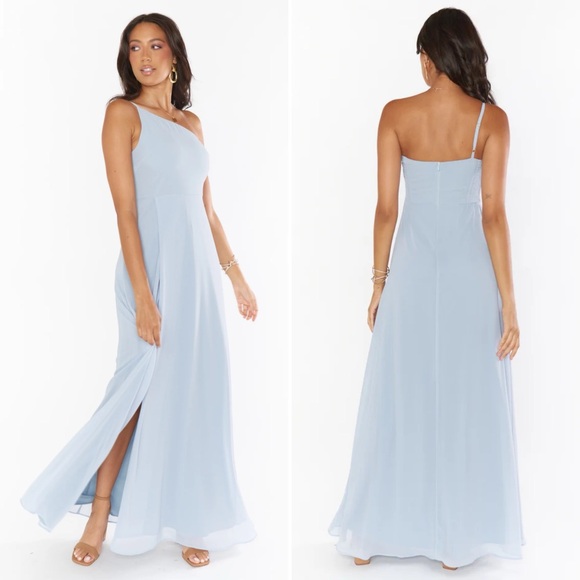 Show Me Your MuMu Dresses & Skirts - Show Me Your Mumu One-Shoulder Maxi Dress in Light Blue
